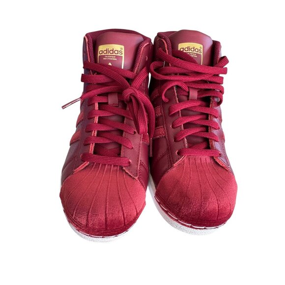 Adidas Originals Pro Model High Top Sneakers Size 5‎ Burgundy Velvet NIB - Picture 4 of 9